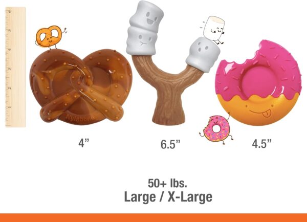 Nylabone Power & Strong Chew Dog Chew Toy Pack Bundle - Fun & Cute Dog Toys for Aggressive Chewers - Durable Dog Toys - Donut, Marshmallow Stick, and Pretzel Shapes, Giant/Large (3 Count) - Image 5