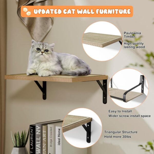 Cat Wall Shelves, Cat Hammock and Perches Cat Climbing Shelf, Cat Shelves for Wall Furniture with Sisal Mat, Cat Window Perch Wall Mounted Beds for Sleeping, Playing, Climbing - Image 3