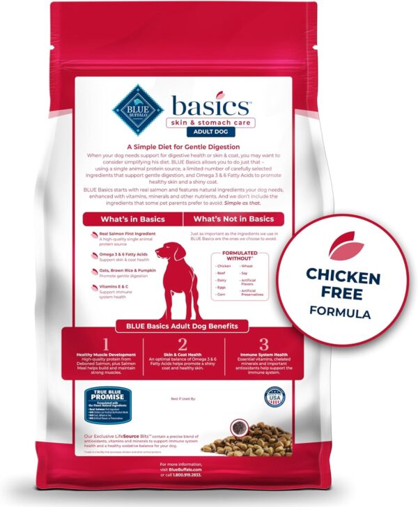 Blue Buffalo Basics Adult Dry Dog Food, Skin & Stomach Care, Limited Ingredient Diet for Dogs, Salmon Recipe, 24-lb. Bag - Image 2