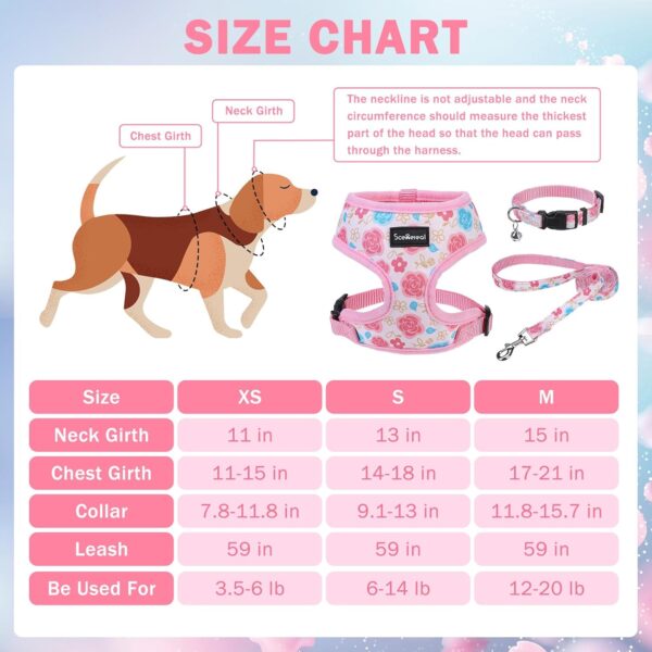 SCENEREAL Small Dog Harness Collar and Leash Set, Adjustable No Pull Pet Harnesses, No Chock Soft Mesh Step in Vest for Doggie Puppy Medium Dogs Cats Girl or Boy,Chihuahua, Yorkie, Outdoor Walking - Image 6