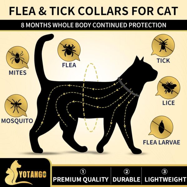 4 Pack Flea Collar for Cats, 32 Months Flea and Tick Prevention for Cats, Waterproof Cat Flea Collar, Cat Flea and Tick Treatment, Adjustable Flea and Tick Collar for Cats Kittens-Black - Image 2