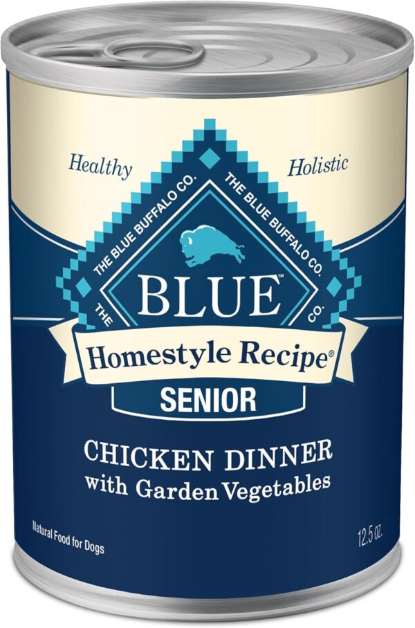 Blue Buffalo Homestyle Recipe Senior Wet Dog Food, Made with Natural Ingredients, Chicken Dinner with Garden Vegetables, 12.5-oz. Cans (12 Count)