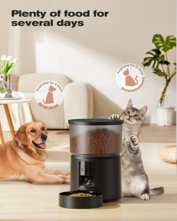 WiFi Automatic Cat Feeder: 2.4G/5G App Control Dog Food Dispenser - Auto Timer Cats Feeders - Smart Timed Feeding Supplies - Automated 3 Litter Puppy Electric - Multiple Animal - BEMOONY - Image 3