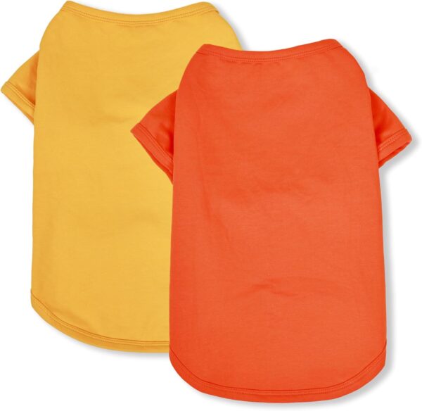 Koneseve Dog Shirts Breathable Cotton Dog Clothes Stretchy T-Shirt for Small Medium Large Dogs Cat Shirt Soft Puppy Outfit Kitten Apparel Pet Pullover Tee Blank Sweatshirt 2-Pack Yellow & Orange 4XL - Image 2