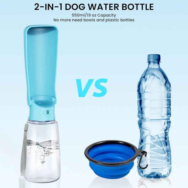 Portable Dog Water Bottle Dispenser [Leak Proof & Foldable] Dog Travel Water Bottle Bowl Accessories for Puppy Small Medium Large Dogs Pet Water Bottles for Dogs Walking Outdoor Hiking 19OZ - Image 5