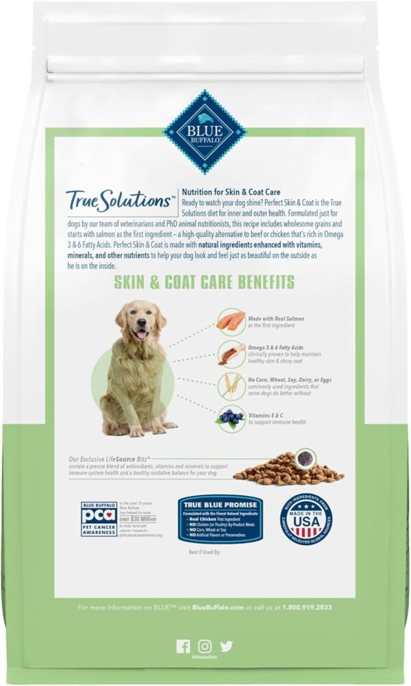 Blue Buffalo True Solutions Perfect Skin & Coat Natural Dry Food for Adult Dogs, Salmon, 11-lb. Bag - Image 2