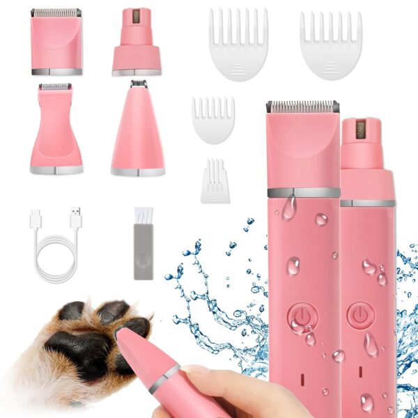 Dog Grooming Clippers Kit -Low Noise Pet Clippers -Rechargeable Cat Grooming-Cordless Quiet Pet Nail Grinder Small Dog Trimmer Puppies Paw,Puppy Face Shaver