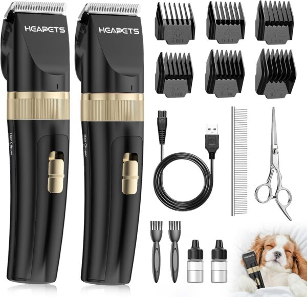 Dog Clippers for Grooming, 2 Pack Pet Hair Trimmers with 2 Speed Grooming Mode, Rechargeable, Cordless, Electric Quiet, Suitable for Dogs Cats (Black)