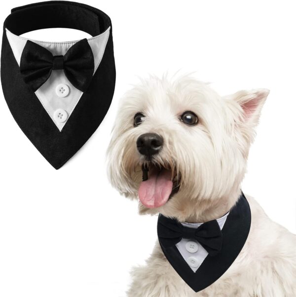 FUAMEY Dog Tuxedo, Adjustable Black Polycotton, X-Small, Formal Attire for Small Breeds, Wedding, Birthday, Valentine's Day, Cosplay