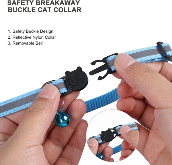 18Pcs Reflective Cat ID Collars with Bell Adjustable 19-32cm, Soft Nylon Adjustable Breakaway Identification Collars for Puppy Kittens - Image 3