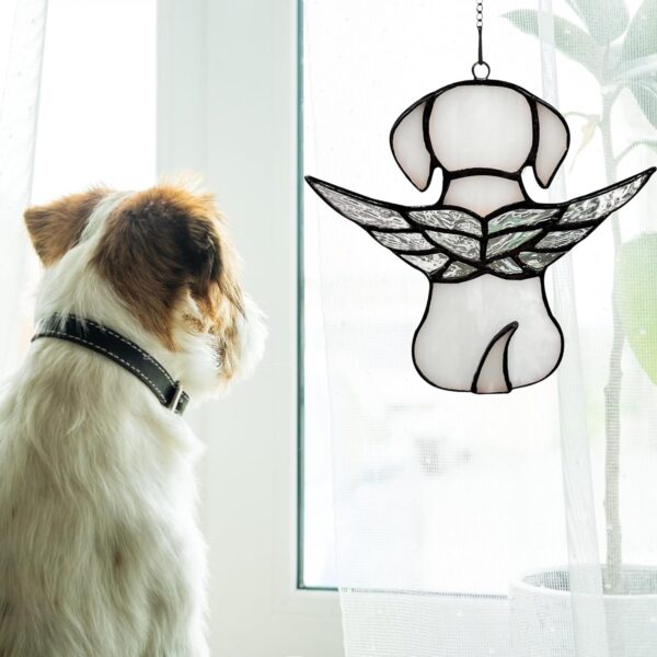 Stained Glass Angel Dog Memorial Gifts for Loss of Dog,Pet Memorial Gifts Suncatcher Ornament for Window Hanging,in Memory of Dog Passing Away Gifts,Pet Sympathy Gifts for Dogs - Image 5