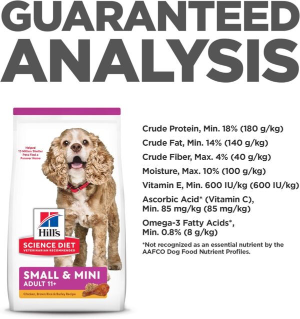 Hill's Science Diet Small & Mini, Senior Adult 11+, Small & Mini Breeds Senior Premium Nutrition, Dry Dog Food, Chicken, Brown Rice & Barley, 4.5 lb Bag - Image 9