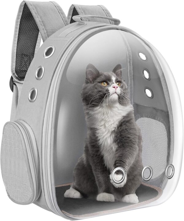 Cat Carrier Backpack Portable Pet Travel Solution Pet Carrier Dog Carrier Backpack Bag Space Capsule for Small Medium Cat Puppy Dog Travel Hiking Walking Camping Up to 17Lb (Grey)