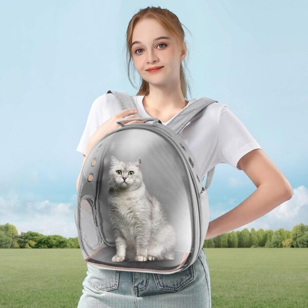 Cat Carrier Backpack Portable Pet Travel Solution Pet Carrier Dog Carrier Backpack Bag Space Capsule for Small Medium Cat Puppy Dog Travel Hiking Walking Camping Up to 17Lb (Grey) - Image 7