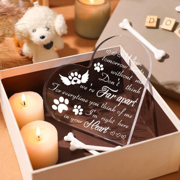 Pet Memorial Gifts Bereavement Remembrance Gifts for Loss of Dog Cat Sympathy Condolence Gifts Heart Shaped Crystal Acrylic Sign When Tomorrow Starts without Me Plaque for Table Desk Decor - Image 8