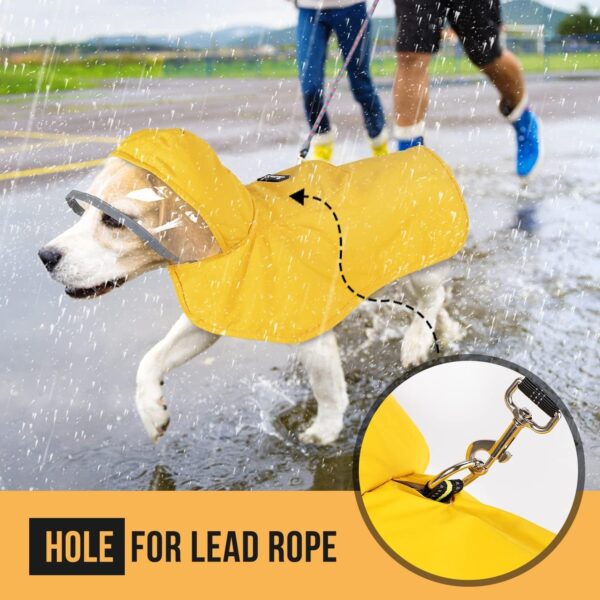 Lukovee Dog Raincoat, Adjustable Dog Rain Jacket with Clear Hooded Double Layer for Large Medium Small Dogs Puppies, Waterproof Dog Rain Coat Poncho with Reflective Storage Pocket & Rim (Yellow, L) - Image 4