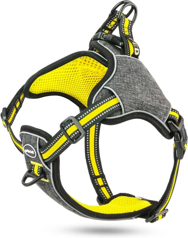 ThinkPet Yellow Small Dog Harness, Camouflage Step in, No Pull & Escape Proof, Breathable Mesh, Reflective, Front Clip for Puppy Training Walking Hiking