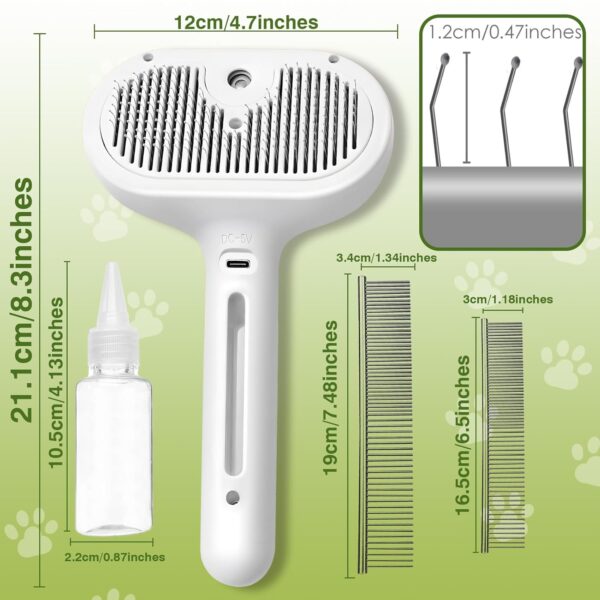 Cat Steam Brush, Pet Spray Comb Steaming Brush for Pets Remove Static Flying Hair Pet Grooming Brush Self Cleaning Pet Brush Suitable for Long and Short Hair Dogs Cats Rechargeable - Image 7