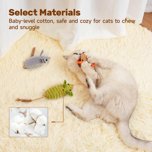 Potaroma Cat Toys 3Pcs Squeak Mice, Interactive Catnip Silvervine Animals Toys for Indoor Kittens, Dental Matatabi Cat Nip Chirping Toy, Cat Chew Exercise Toy for All Breeds and Species - Image 5