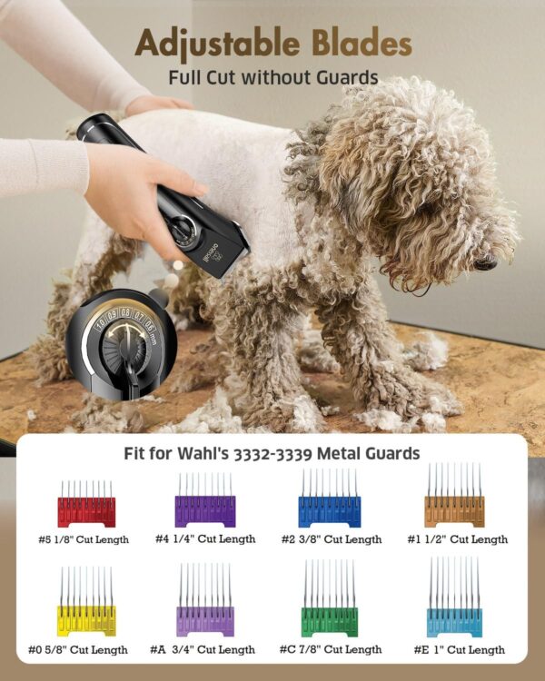 oneisall Dog Clippers for Grooming Doodles Poodles Thick Curly Hair,Low Noise Heavy Duty Dog Grooming Kit with Detachable Metal Blades - Image 6