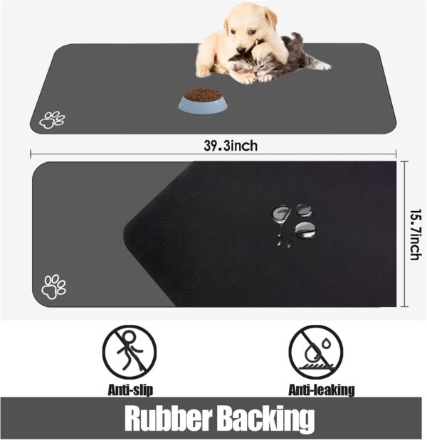 Large Pet Feeding Mat, 36" x 24" Absorbent Quick Dry Dog Mat for Food and Water Bowl, No Stains Easy Clean Dog Water Dispenser Mat, Dog Accessories, Pet Supplies Mat, Dog Bowl Mat for Messy Drinkers - Image 3