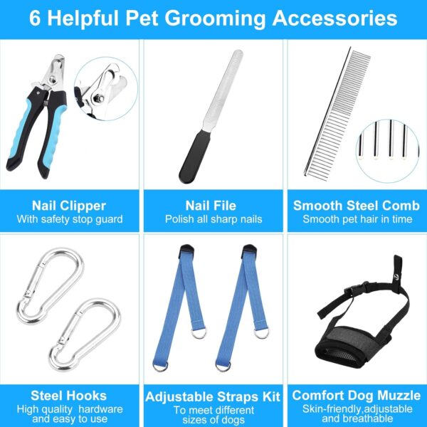 Cat Grooming Hammock, Pet Grooming Harness for Dogs&Cats, Multi Hammock Restraint Bag with Adjustable Grooming Loop/Stainless D-Hooks/Nail Clippers/Trimmer/Nail File for Pet Nail Trimming, Care (XS) - Image 7