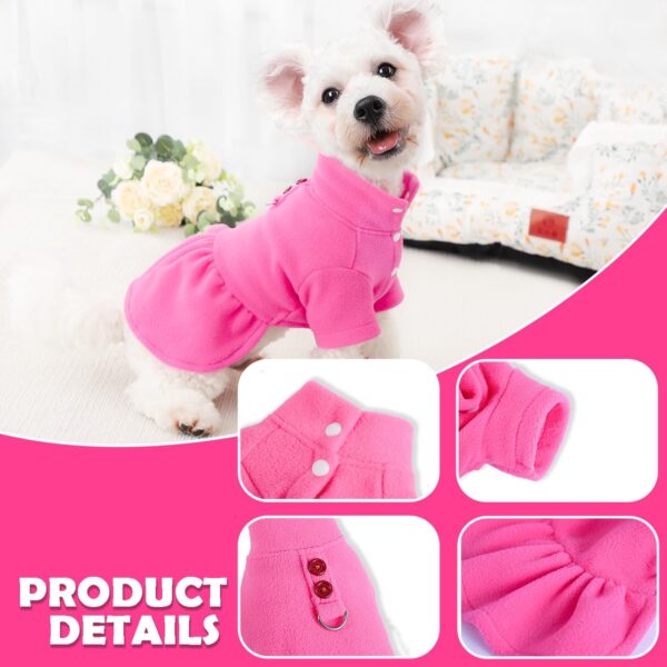 Fleece Dog Dress with Harness Dog Dresses for Small Dogs Winter Dog Clothes for Small Dogs Girl Cute Princess Birthday Dog Dresses for Extra Small Dogs Chihuahua Yorkie Pet Outfit Cat Apparel XS Rose - Image 5