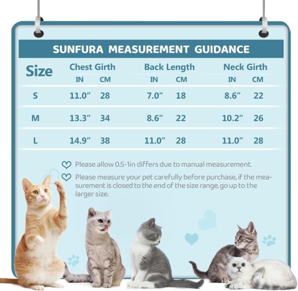 SUNFURA Cat Recovery Suit, Cat Onesie for Cats After Surgery, Breathable Cat Surgical Spay Suit for Abdominal Wounds Skin Diseases, E-Collar Alternative Cat Surgery Shirt Anti Licking, Grey S - Image 6