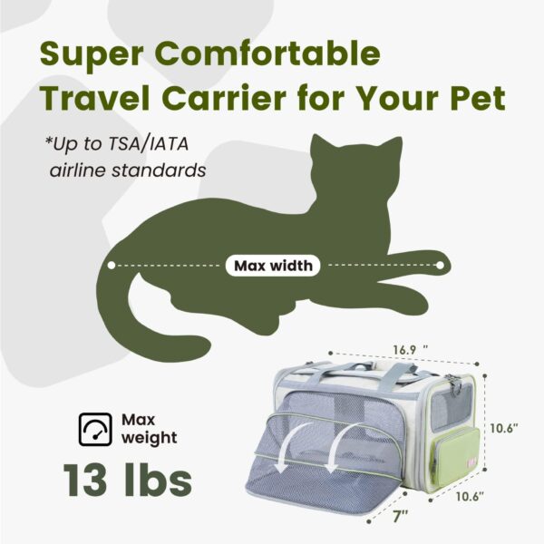 Pawaii Cat Carrier with ID Tag, TSA Airline Approved Cat Carrier, Soft Sided Collapsible Pet Travel Carrier, Foldable Cat Travel Bag, Protable, Comfortable, Convenient Cat Travel Carrier - Image 3