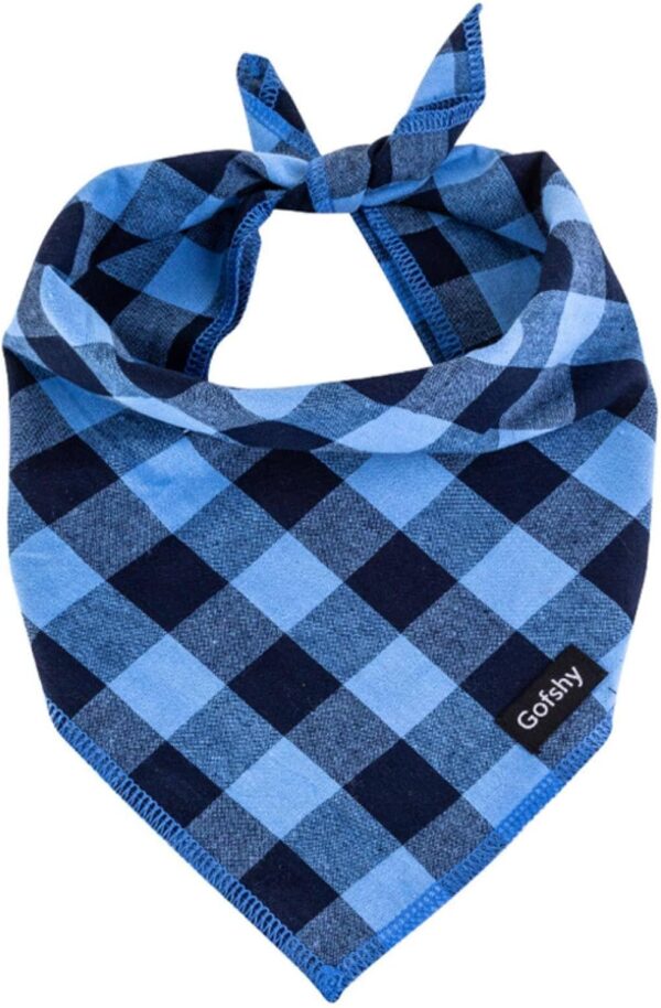 Boy Dog Bandana Small-Blue Black Dog Scarf Buffalo Plaid Printing Adjustable Bib Handkerchief Accessories for Small Dogs Cats (S)