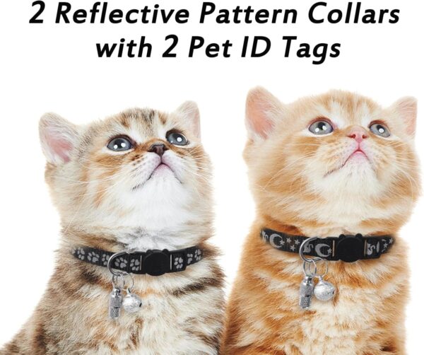 2 Pack Breakaway Cat Collars & 2 Pcs Name Tags,Reflective Safety Kitten Collar with Bell,for Girl Boy Male Cats,Adjustable 7''-12'', Personalized ID Tag,Pet Supplies,Accessories - Image 6