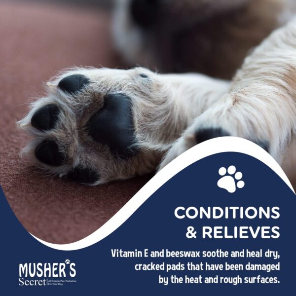 Musher's Secret Dog Paw Wax 200 g (7oz) - Moisturizing Dog Paw Balm that Creates an Invisible Barrier That Protects and Heals Dry Cracked Paws - All-Natural with Vitamin E and Food-Grade Ingredients - Image 6