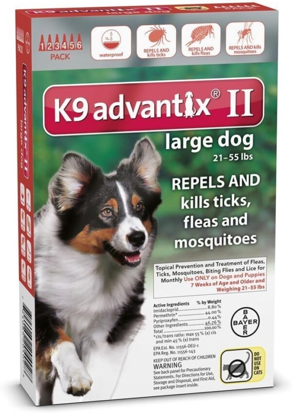 K9 Advantix II Flea Control for Dogs 21-55 Pounds (6 Applications)