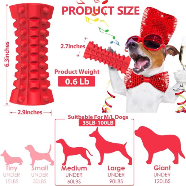 VANFINE Tough Squeaky Dog Toys for Aggressive Chewers - Dog Chew Toys for Aggressive Chewers Large Breed Stick - Durable Dog Toys for Aggressive Chewers Non-Toxic Natural Rubber Beef Flavor (Red) - Image 3