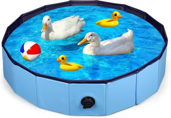 Mity rain Duck Pool, Collapsible Bath Tub for Duck Cooling, High Density Board Pool for Ducks Dogs Cats Kids Swimming 31.5in * 7.8in