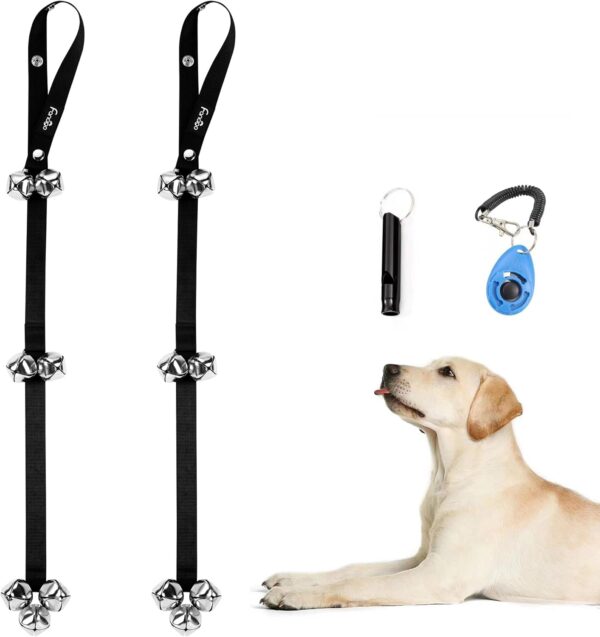 4 pcs set Dog Doorbell for Potty Training. Perfect Choice for Communication with Your Puppy/Dog/Pets. 3-level Adjustable Length with Premium Quality. (Black+Black)