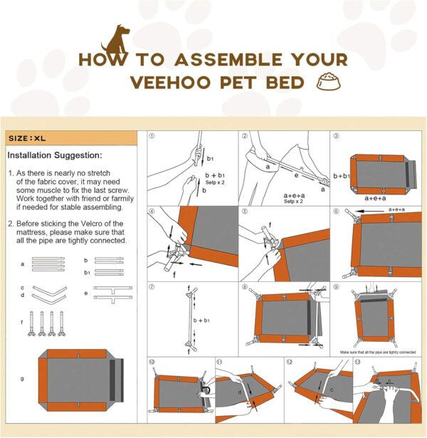 Veehoo Cooling Elevated Dog Bed, Portable Raised Pet Cot with Washable & Breathable Mesh, No-Slip Feet Durable Dog Cots Bed for Indoor & Outdoor Use, X Large, CWC1803-XL - Image 6