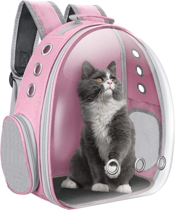 Cat Carrier Backpack Portable Pet Travel Solution Pet Carrier Dog Carrier Backpack Bag Space Capsule for Small Medium Cat Puppy Dog Travel Hiking Walking Camping Up to 17Lb (Pink)