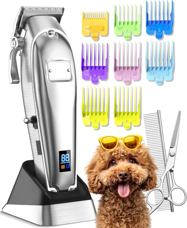 oneisall Dog Grooming Clippers for Thick Heavy Coats,2 Speed Cordless Hair Trimmers with Metal Blade Grooming Kit for Pets Dogs Cats Animals