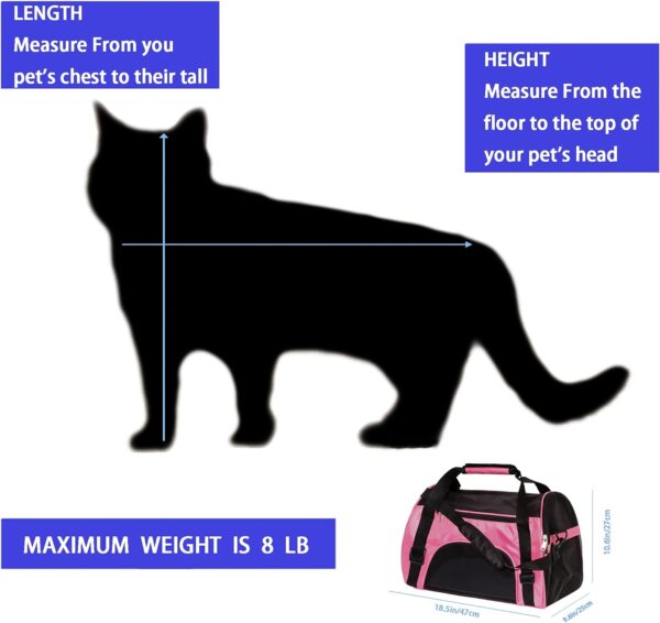 Pet Carrier Soft-Sided Carriers for Cat Carriers Dog Carrier for Small Medium Cats Dogs Puppies Pet Carrier Airline Approved up to 15 Lbs Cat Dog Pet Travel Carrier (Medium,Pink) - Image 6