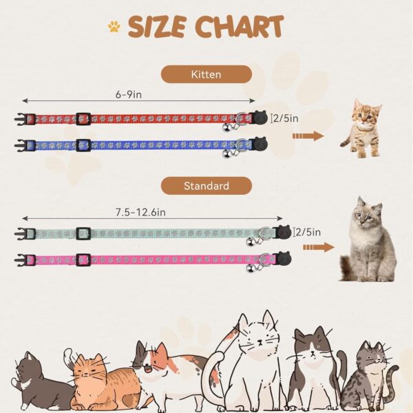 16 PCS Breakaway Cat Collars with Bells Reflective Cat Collar Safety Nylon Kitten Collars Cat Collars for Girl Boy Cats(6"-9") - Image 6