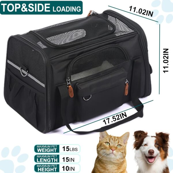 Pet Carrier for 2 Kittens/Large Cats Up to 20 lbs Maximum/Soft-Sided Small Dog Travel Top Entry/Sturdy Collapsible Carrier Bag for Medium Cats - Image 3