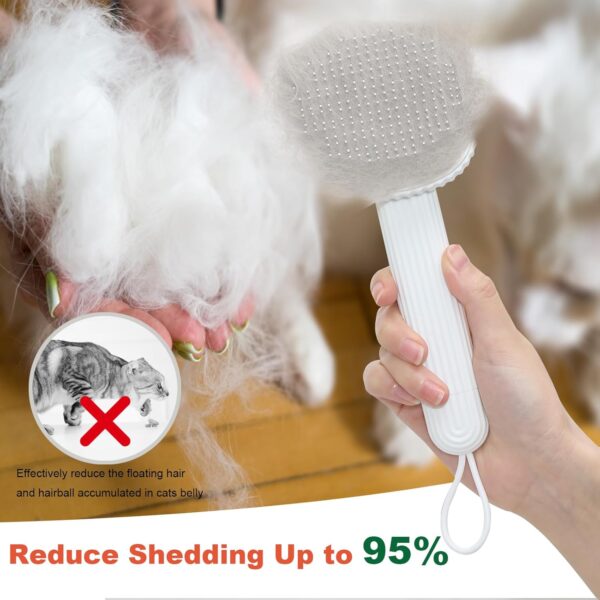 Cat Brush for Indoor Cats, Cat Brush for Shedding, Cat Hair Brush for Long and Short Haired Cats, Self-cleaning Cat Slicker Brush Remove Mats and Loose Hair Easily - Image 2