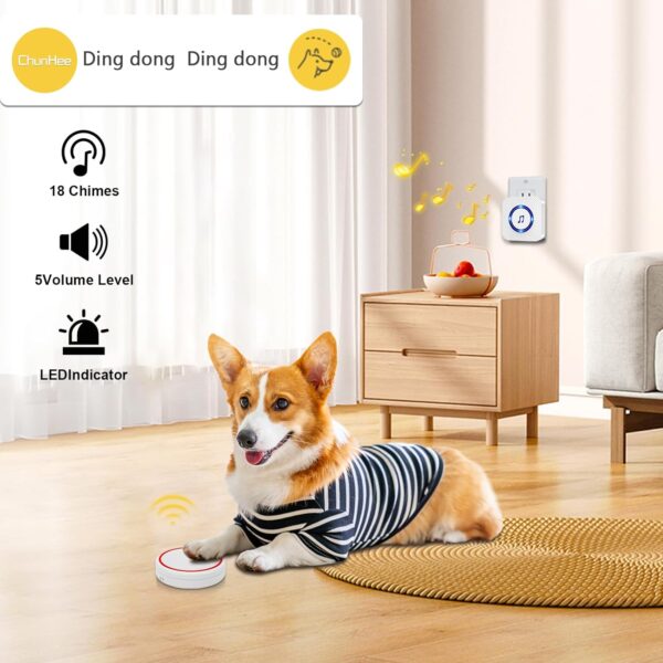 ChunHee Smart Dog Door Bell Wireless Puppy DoorBell for Potty Training, Dog Bells to go Outside,Bell for Dogs to Ring to go Potty [New 2024] - Image 2