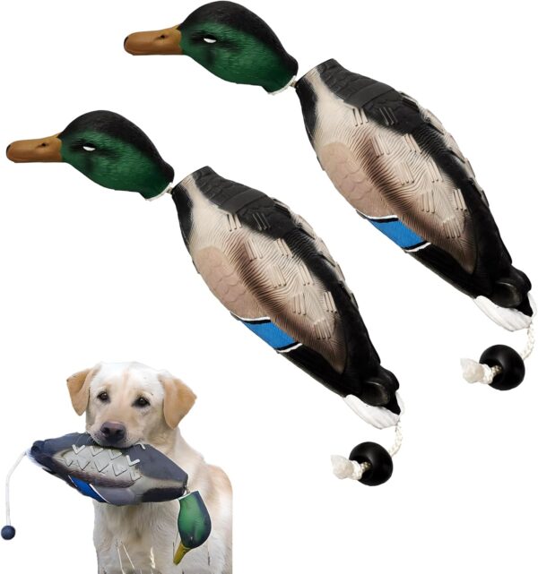 2 Pcs Duck Dummy Bumper Toys for Hunting Retriever Dog Training, Dog Retriever Outdoor Training Toy Duck，Hunting Duck Recognition Trainers, Foam Pet Dog Interactive Toys