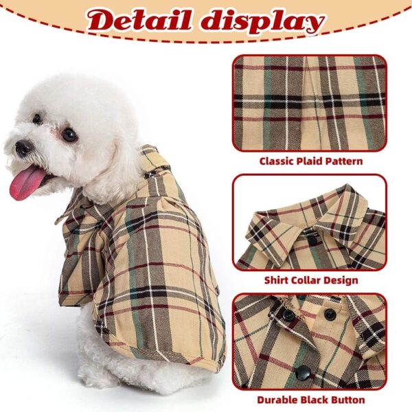 PUPTECK Plaid Dog Shirt, Cute Puppy Cat Polo T-Shirt, Soft Pet Clothes Boy for Small Medium Dogs - Image 7