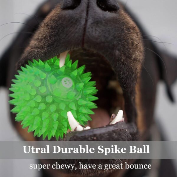 12pack Squeaky Dog Toys Spiky Dog Balls Cleans Teeth and Promotes Dental and Gum Health for Your Pet Squeaker Ball Toys for Aggressive Chewers (S 12PACK) - Image 4