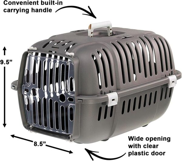 Ferplast Jet Pet Carrier: Value Dog Carrier Suitable for Toy Dog Breeds & Small Cats, Assembled Dimensions are 18.51L x 12.6W x 11.42H inches, Gray - Image 2