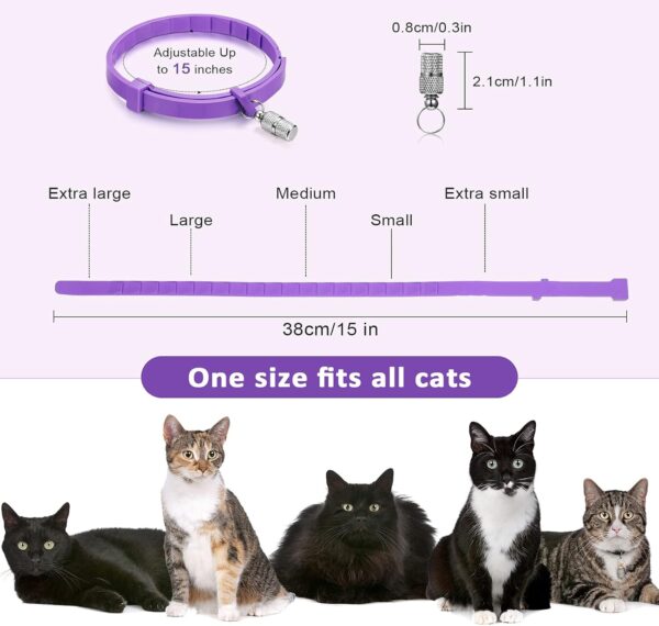 Weewooday 5 Set Calming Collar for Cats Adjustable Waterproof Cat Calming Collars Reduce Anxiety Stress Cat Collars with 5 Pet ID Pendants (Purple) - Image 3