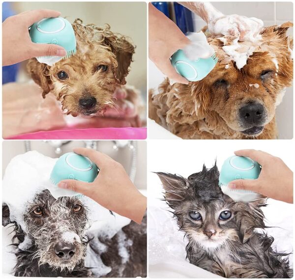 Pet Bath Massage Brush Puppy Dog Cat Grooming Cleaning Soft (Blue) - Image 7